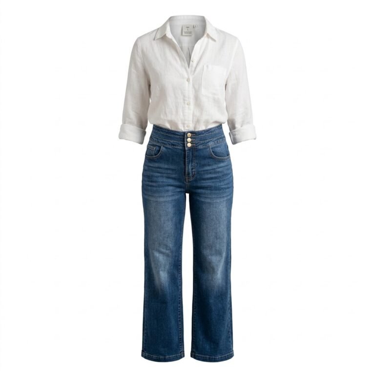 Sidefeel Women’s High-Waisted Wide-Leg Stretch Denim Jeans