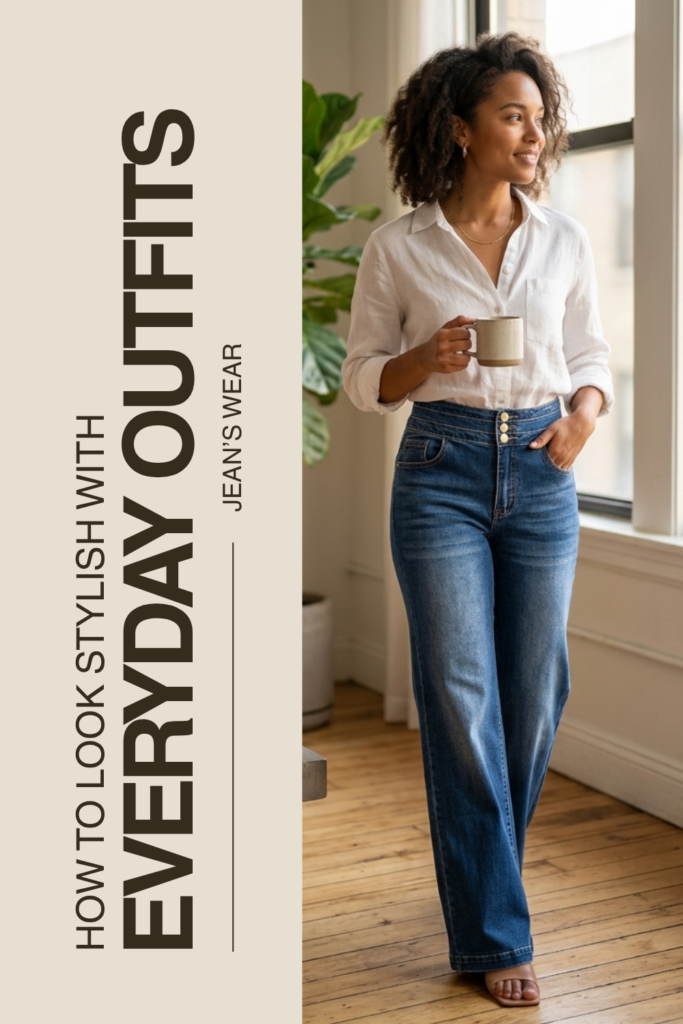 Sidefeel Women’s High-Waisted Wide-Leg Stretch Denim Jeans - Alternate View