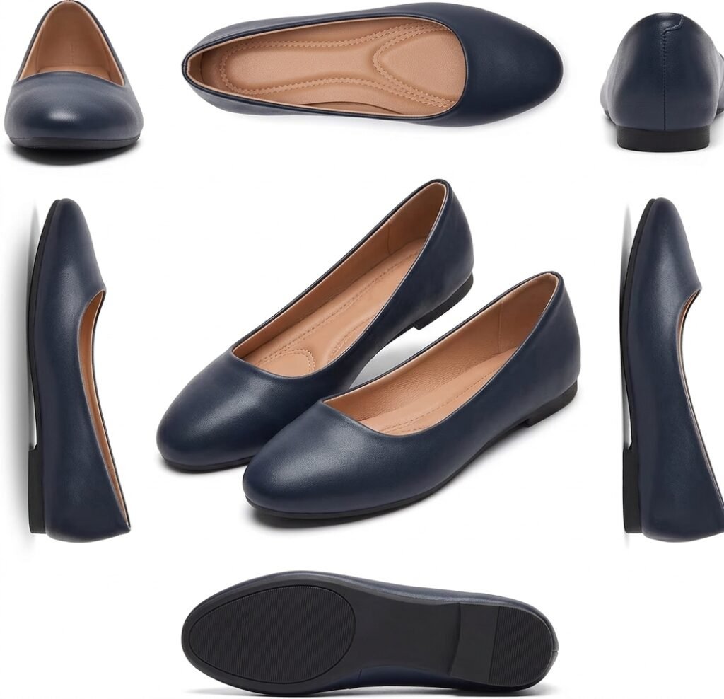 Hash Bubbie Women’s PU Leather Ballet Flats Slip-On Dress Shoes - Alternate View