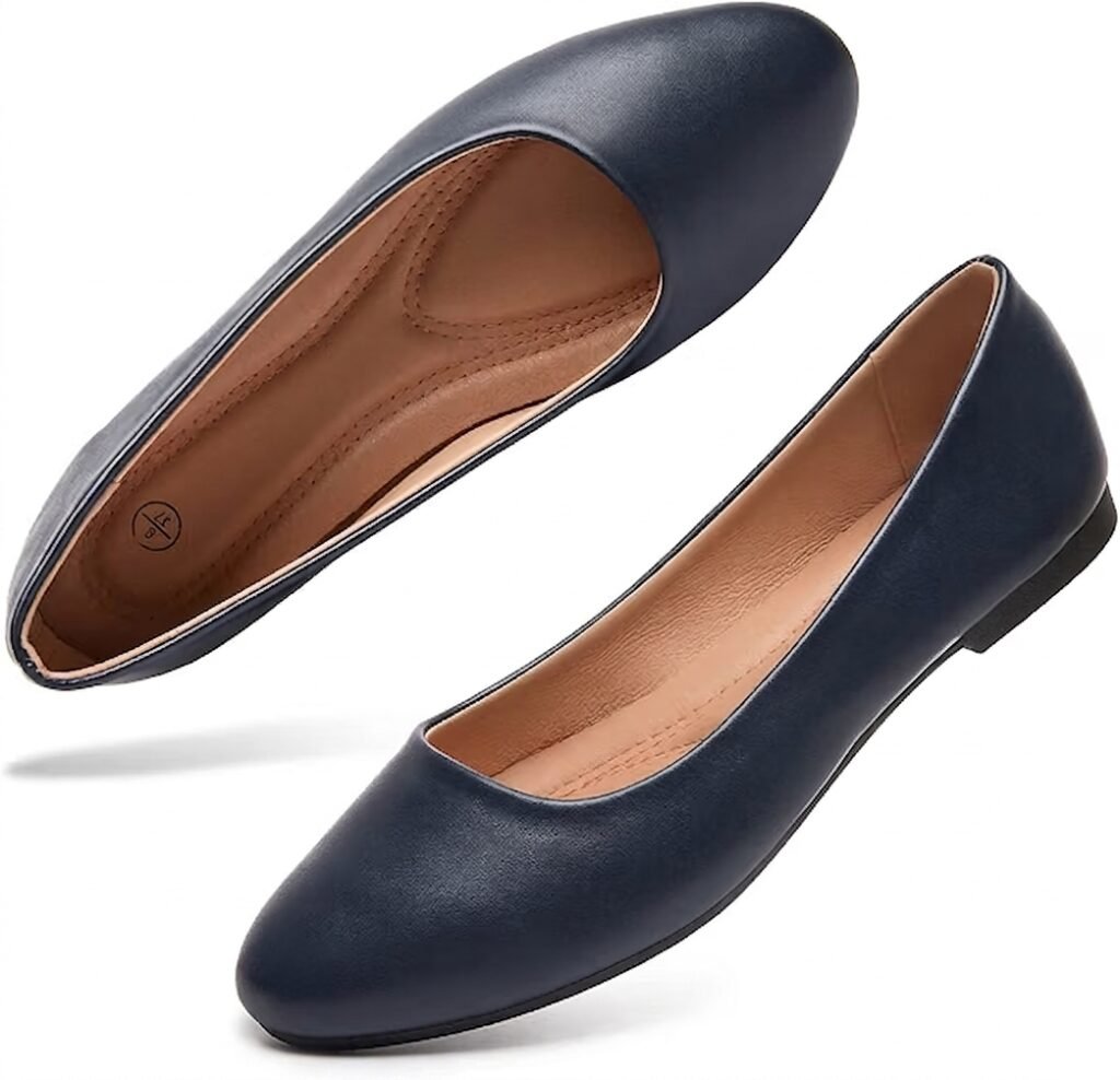 Hash Bubbie Women’s PU Leather Ballet Flats Slip-On Dress Shoes