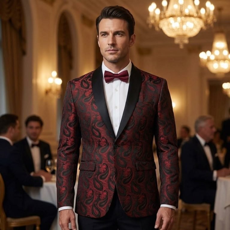 Men’s Floral Tuxedo Jacket – Elegant & Confident Style - Alternate