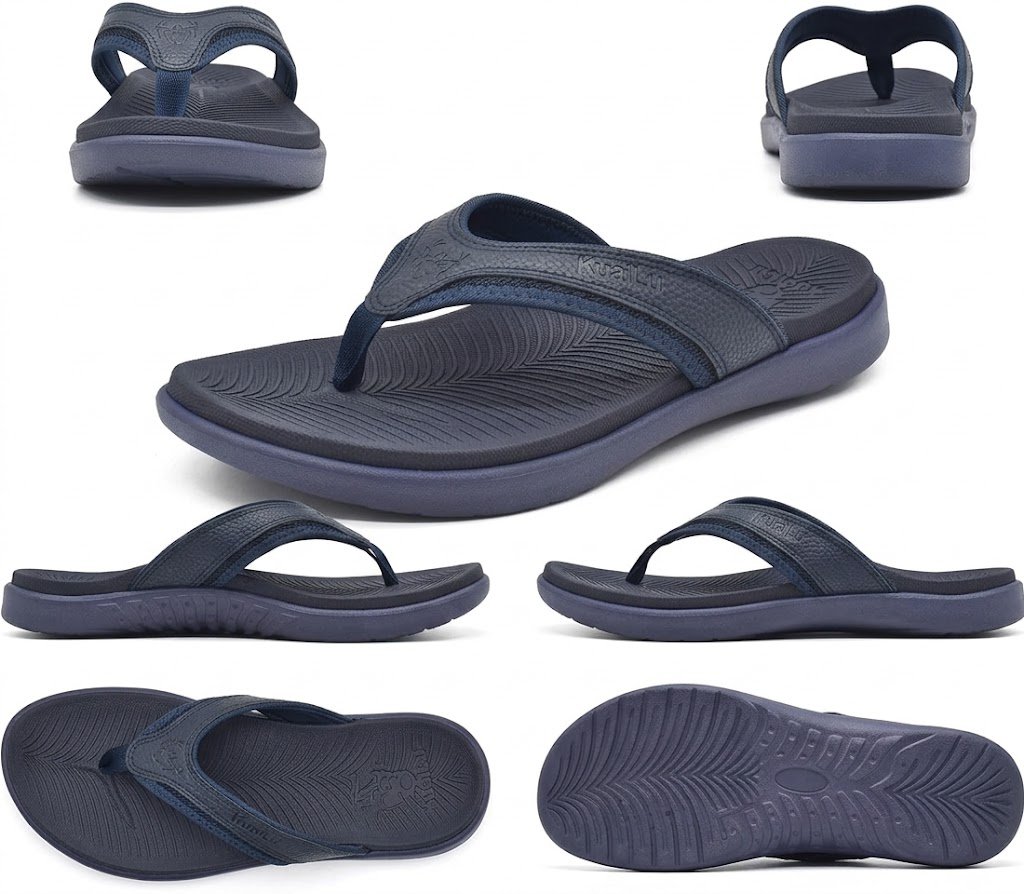 KuaiLu Men’s Orthotic Flip Flops with Arch Support & Yoga Mat Footbed - Alternate View