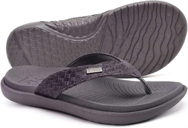 KuaiLu Women’s Flip Flops with Arch Support and Cushioned Yoga Mat Footbed