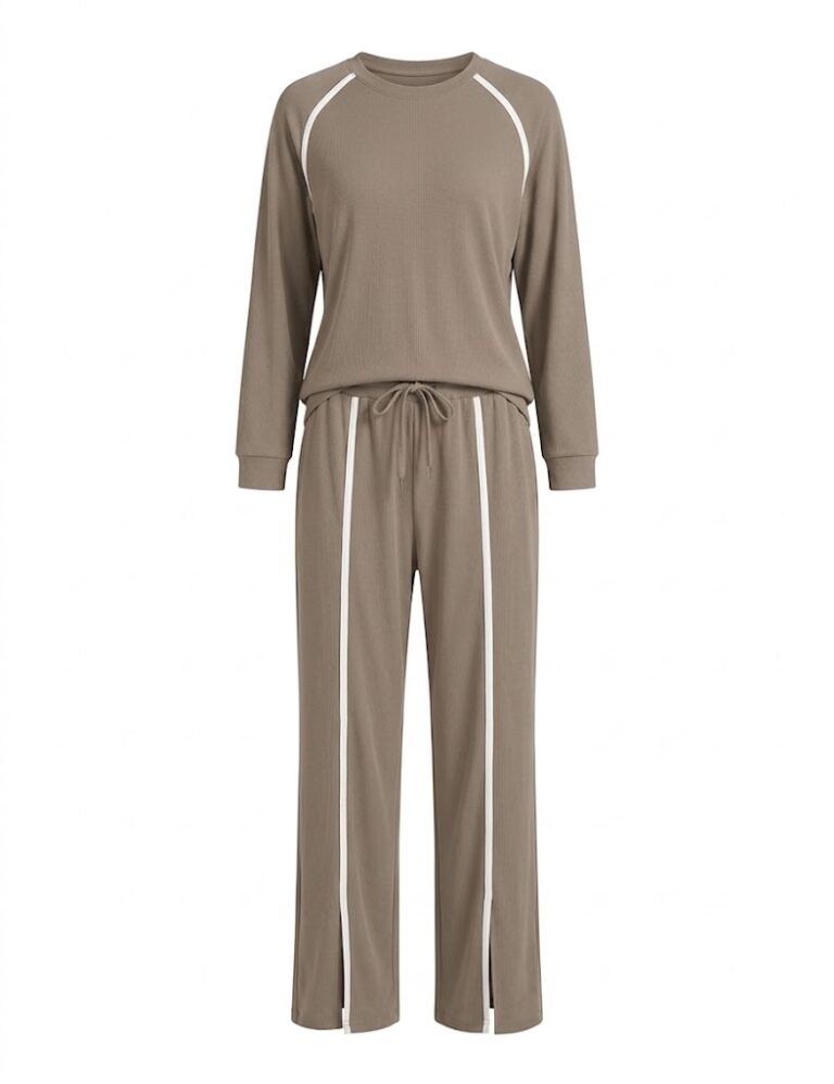 LOMON Women’s 2-Piece Lounge Set with Wide-Leg Split-Hem Pants