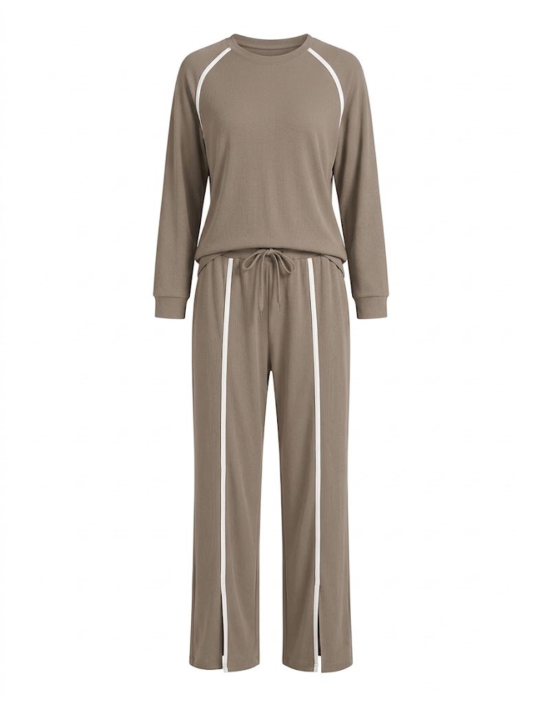 LOMON Women’s 2-Piece Lounge Set with Wide-Leg Split-Hem Pants