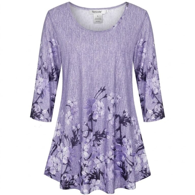Women’s 3/4 Sleeve Tunic Top Flowy Loose Fit Floral Blouse