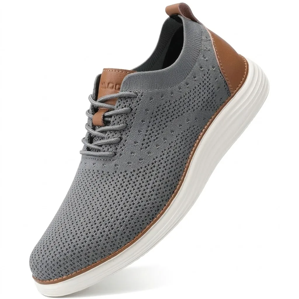 VILOCY Men’s Casual Dress Sneakers – Lace-Up Knit Mesh Shoes