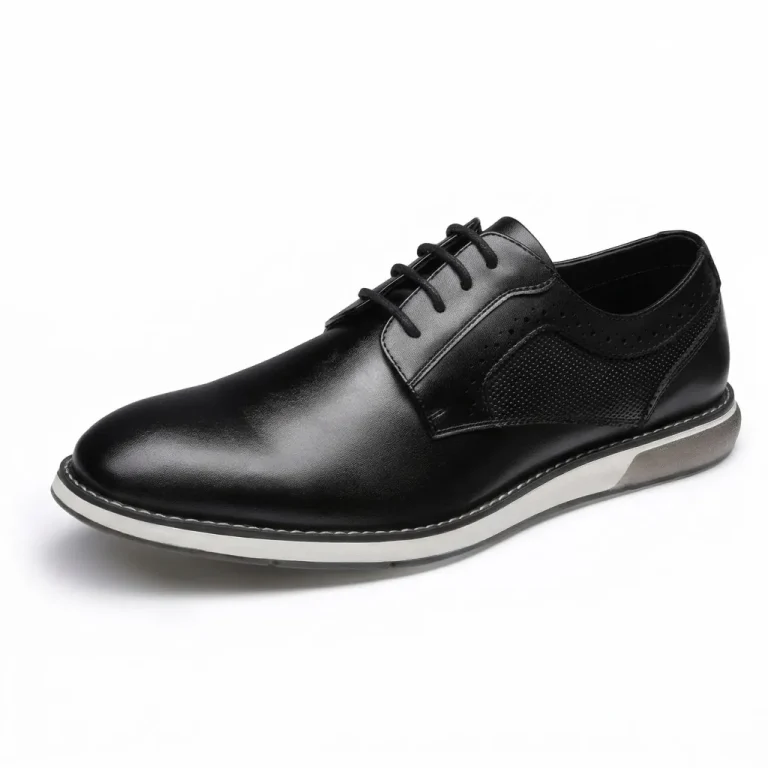BRUNO MARC SBOX223M Men’s Black Plain-Toe Dress Sneakers