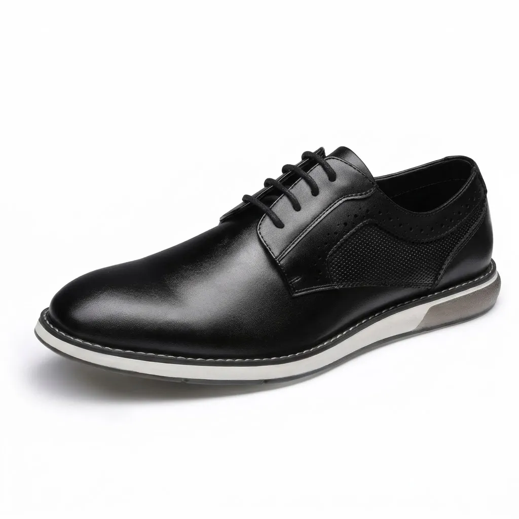 BRUNO MARC SBOX223M Men’s Black Plain-Toe Dress Sneakers
