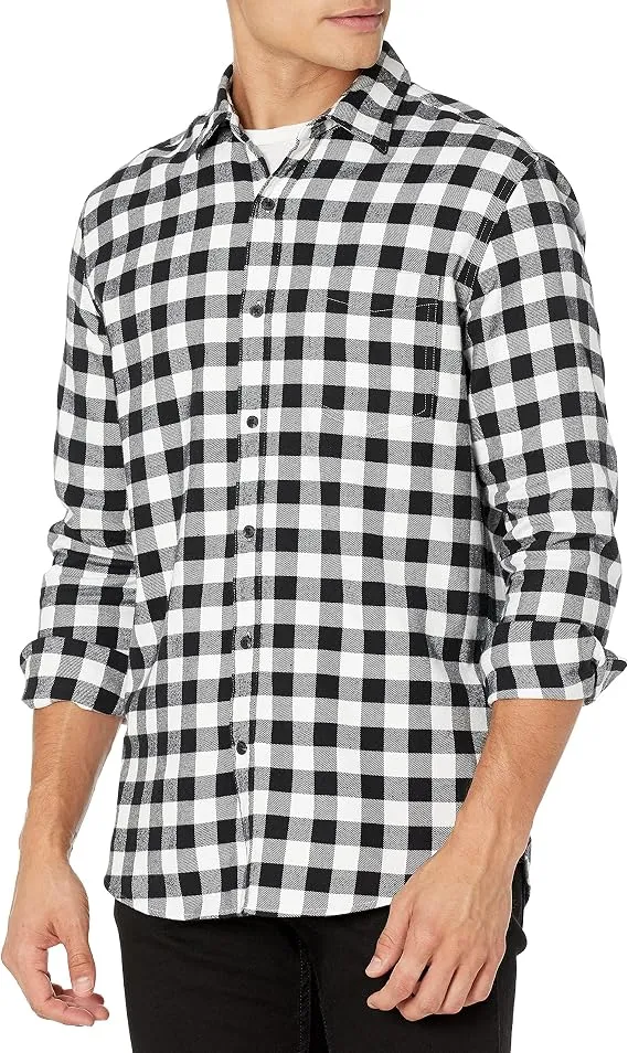 Amazon Essentials Men’s Regular Fit Long-Sleeve Flannel Shirt, Soft Brushed Cotton, Lightweight yet Warm