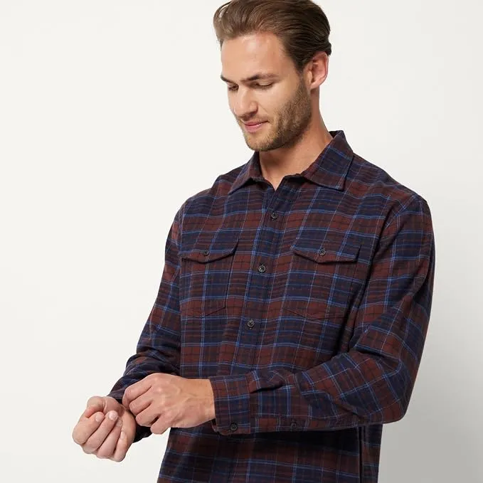 Men’s Regular-Fit Long-Sleeve Flannel Casual Shirt, Two-Pocket