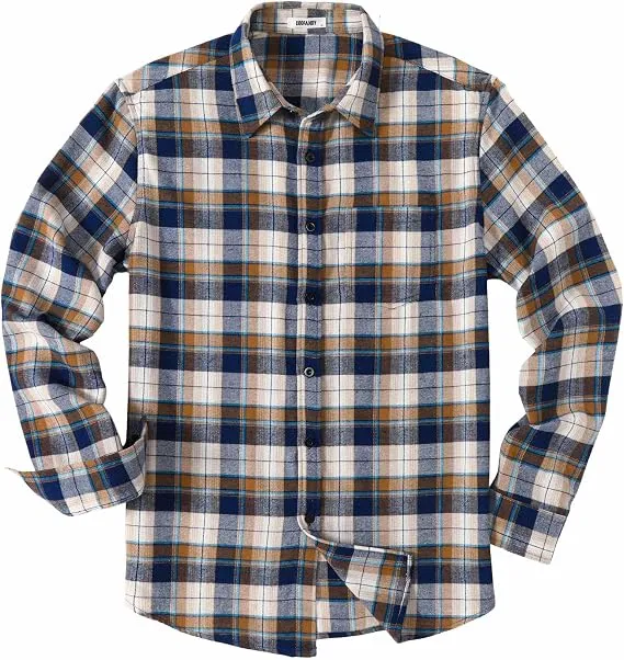 COOFANDY Men’s Flannel Shirts Long Sleeve Plaid Casual Button Down Shirt
