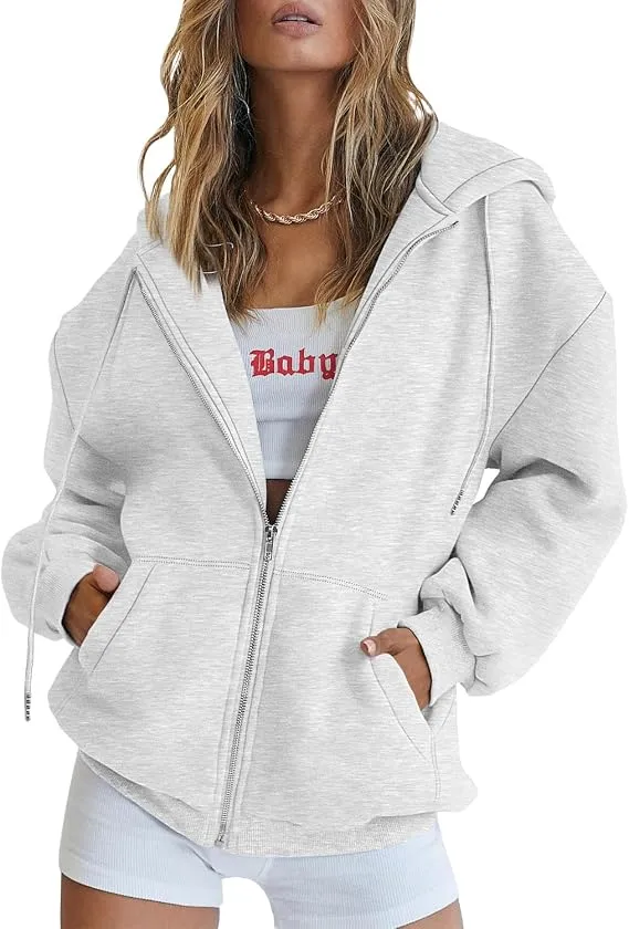 EFAN Women’s Oversized Zip-Up Fleece Hoodie - Alternate